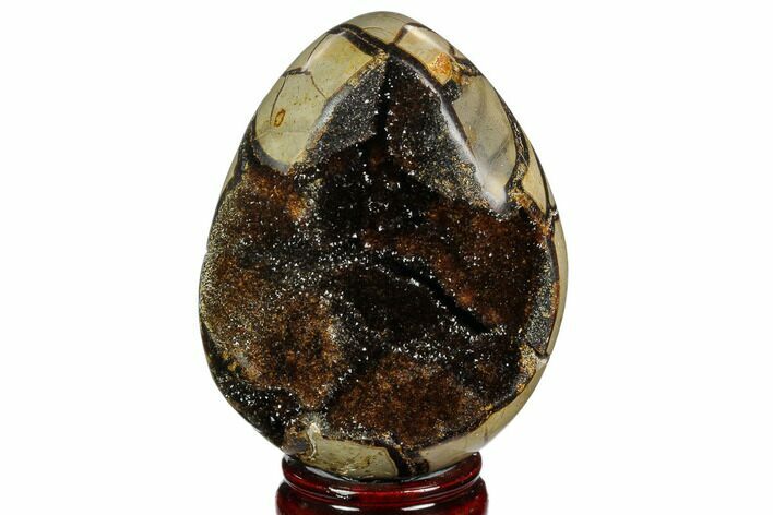 Septarian Dragon Egg Geode - Black Crystals #123022